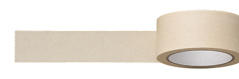 A roll of masking tape with a length of it pulled out flat.